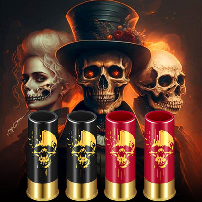 US Local 4 pcs Skull Shot Glasses, 1.5oz - Reusable, High-Quality Plastic Bullet Cups For Whiskey, Cocktails & Wine, Perfect For Bars, Parties & Gifts