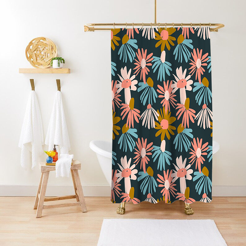 Bathroom Fashion Green Plant Print Waterproof Anti-mildew Shower Curtain