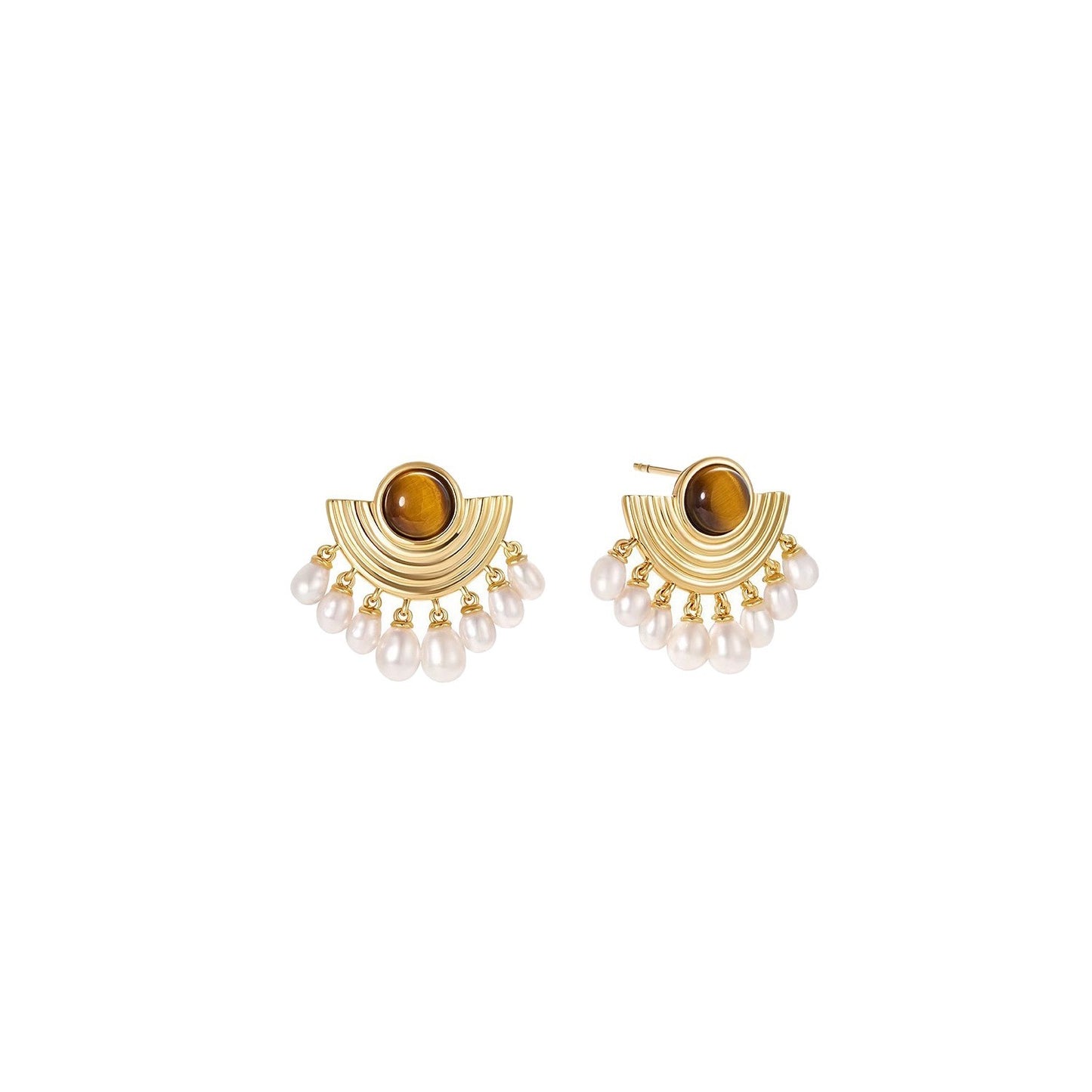 Stud Earrings Female Pearl Scallop Tassel