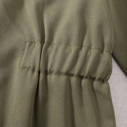 US Local Toddler Boys Pilot Jumpsuit Army Green Long Sleeve Romper, Perfect For Birthday Party Outfits