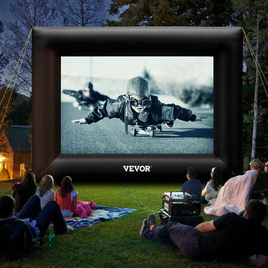 US Local VEVOR Inflatable Movie Screen 24FT 288inch  Inflatable Projector Screen For Outside With 360W Air Blower Inflatable Screen Oxford Fabric Material Blow Up Screen For Outdoor Movie Supports Front Rear P