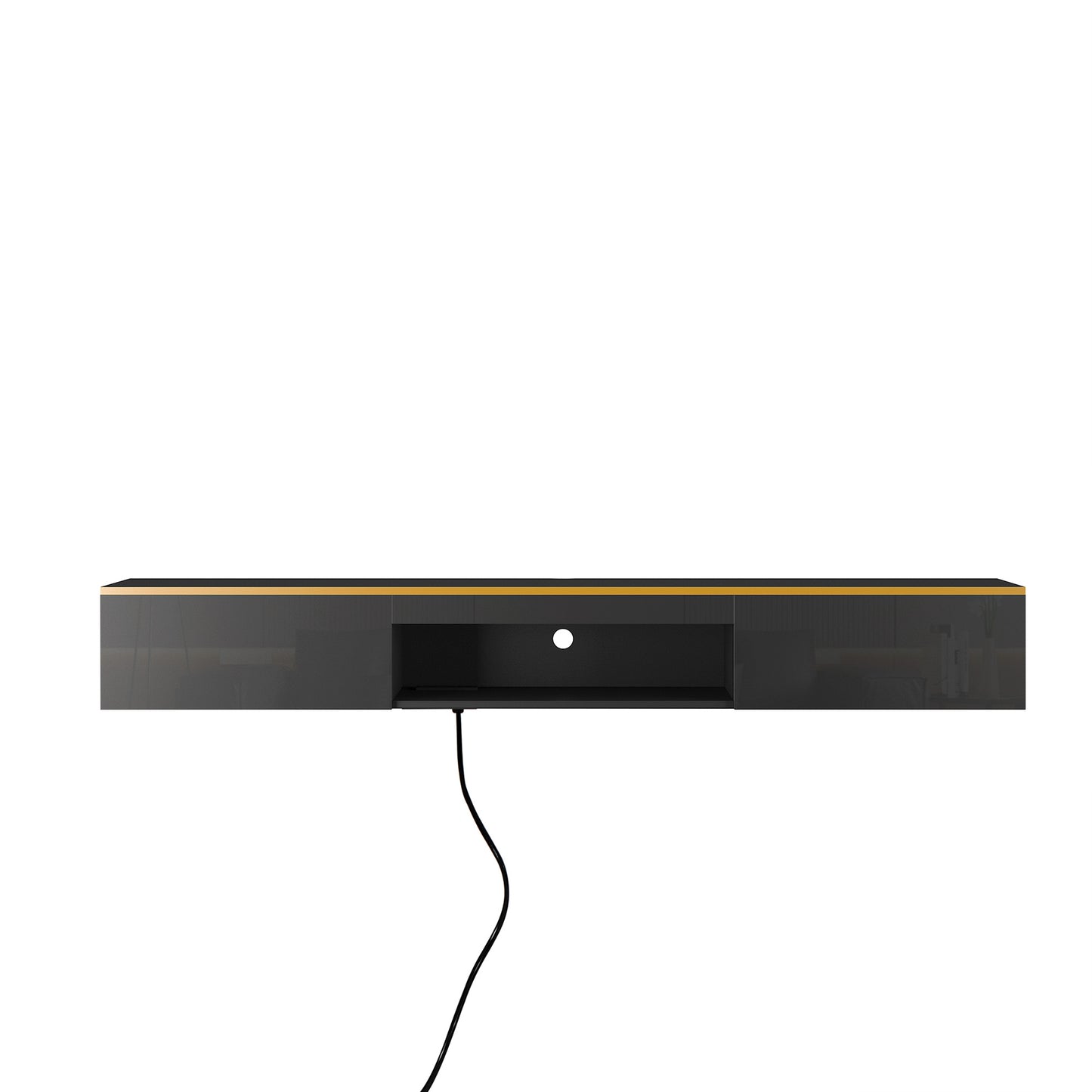 US Local Floating TV Stand Wall Mounted With 16 Color LEDs,Modern TV Stand, Floating TV Cabinet Entertainment Center For 55 60 65 Inch TV,Black