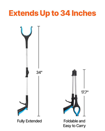 US Local Grabber Reacher Tool, 2-Pack Foldable Reacher Grabber Pickup Tool With 360 Rotating Jaw & Magnets, Grabber Tool Heavy Duty