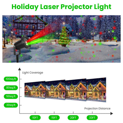 US Local 1 Pc Outdoor Laser Projector Light Red And Green Projection Light With 3 Modes 12 Speeds 6Hrs Timer IP44 Waterproof Firefly Landscape Light For Christmas Halloween Holiday New Year