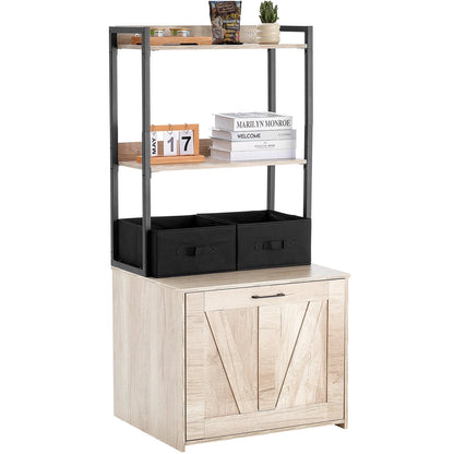 US Local VEVOR Cat Litter Box Enclosure Litter Box Furniture Hidden 2 Shelves & 2 Baskets