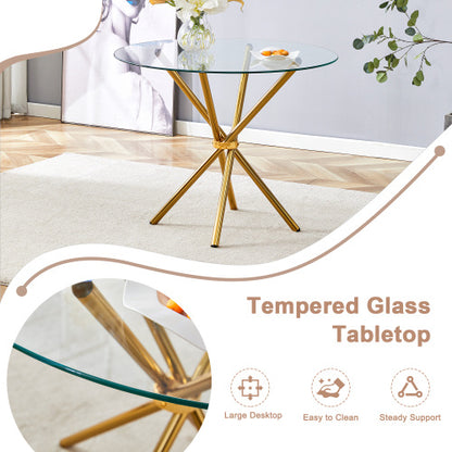 US Local Circular Transparent Glass Dining Table