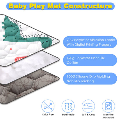 US Local 1Pc 71x59IN Or 50X50IN Baby Play Mat Non-Slip Baby Crawling Mat Foldable Playpen Mat Machine Washable For Newborns Infants Babies Toddlers
