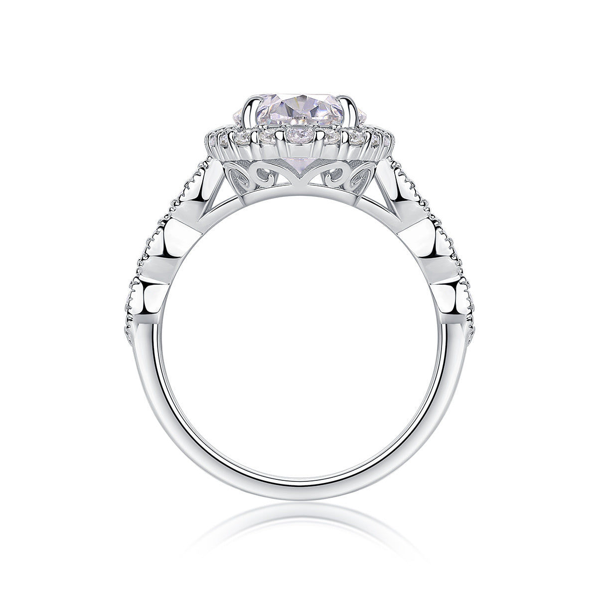 Bright Moon - A Fashionable Diamond Jewelry Piece Set With Moissanite S925 Sterling Silver And Platinum-plated Diamond Ring