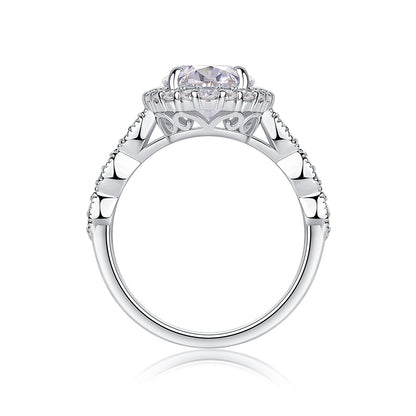 Bright Moon - A Fashionable Diamond Jewelry Piece Set With Moissanite S925 Sterling Silver And Platinum-plated Diamond Ring