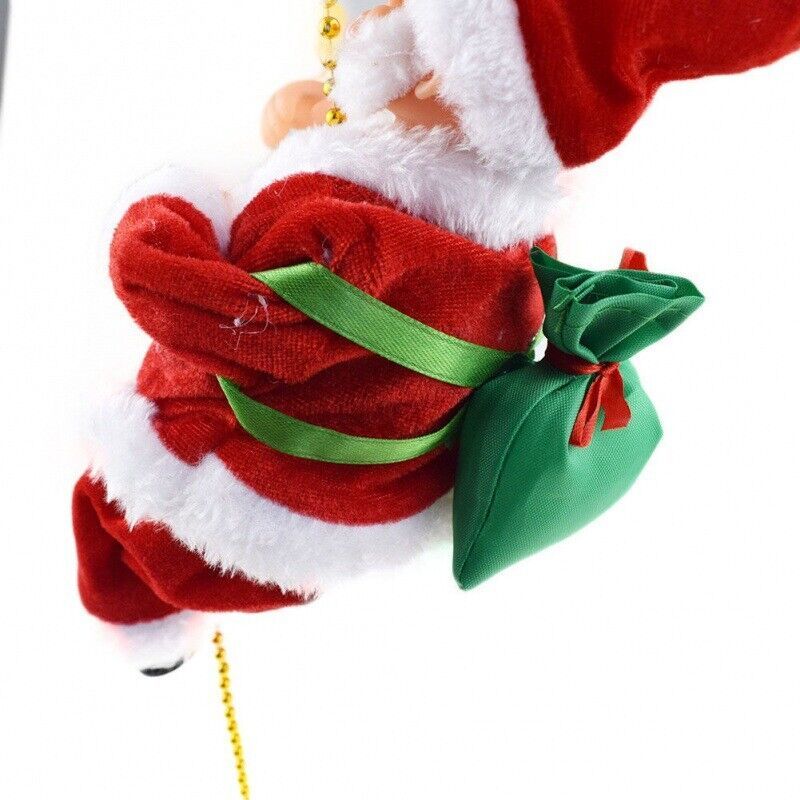US Local Electric Christmas Santa Claus Climbing Rope Ladder Musical Toy Xmas Gift Decor