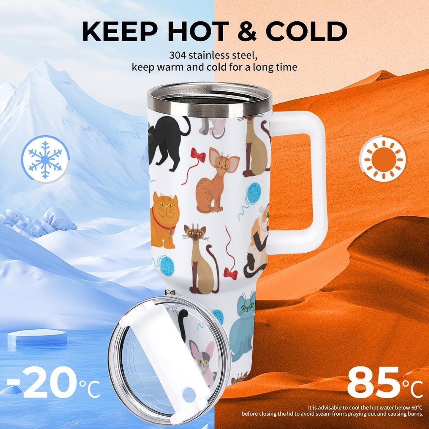 PHDT00250 POD US Local Tumbler 40 oz Large Capacity Car Cup Cat