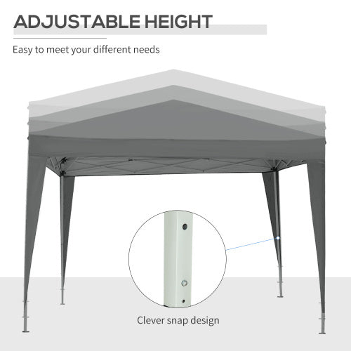 UK Local Outsunny 3 X 3 Meters Pop Up Water Resistant Gazebo Wedding Camping Party Tent Canopy Marquee With Carry Bag And 2 Windows, Grey