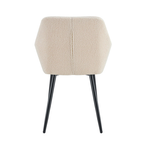 US Local Leisure Modern Living Dining Room Accent Arm Chairs Club Guest With Strong Black Metal Legs, Set Of 2, TEDDY Fabric Beige