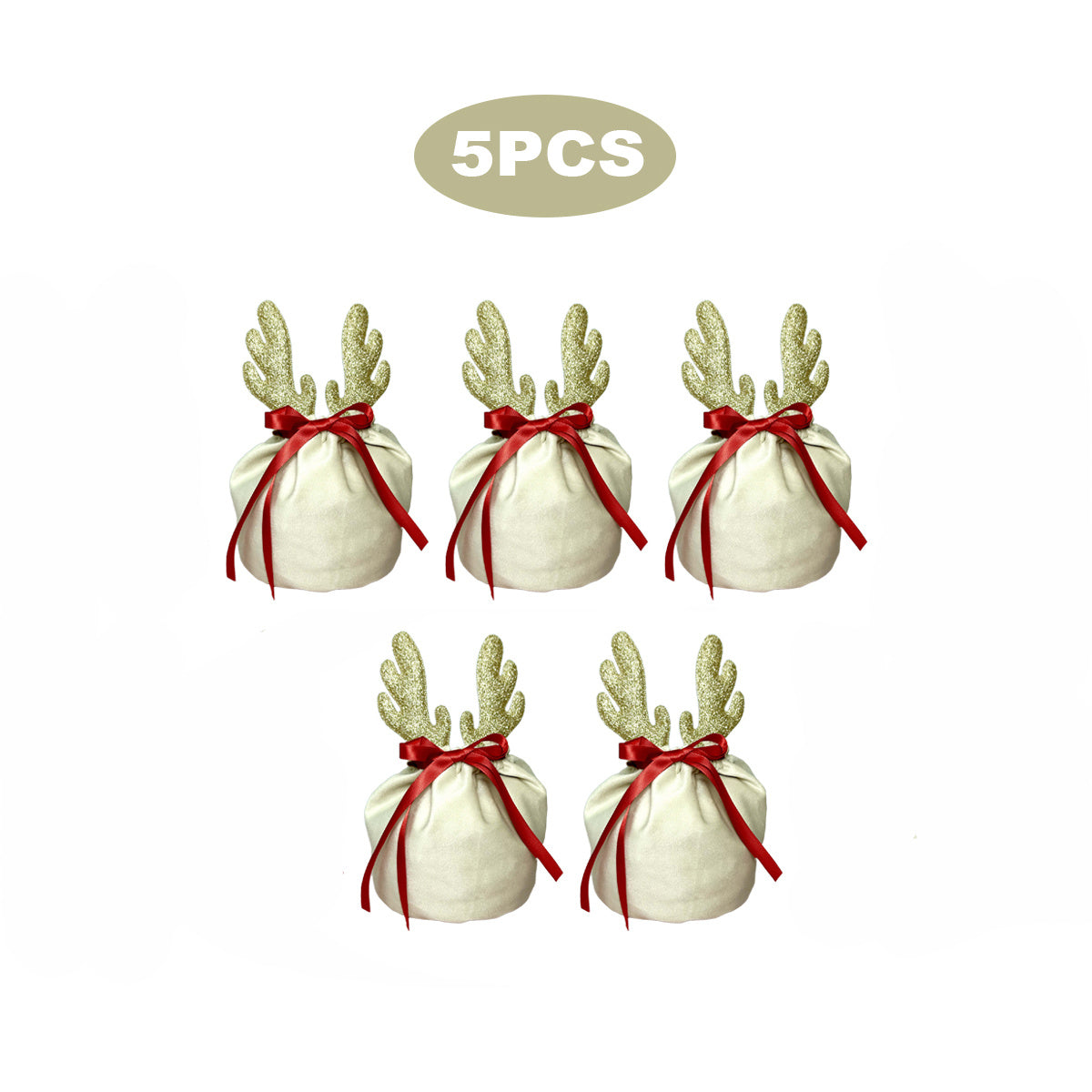 US Local 5 Pcs Christmas Antler Gift Bags