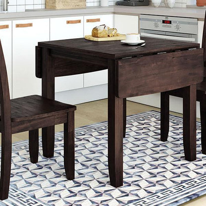 US Loccal 3-piece Wooden Folding Breakfast Corner Dining Table Set