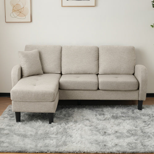 UK Local L-L-shaped Corner Sofa With Chaise Lounge  3Seater Sofa, 166 X 118 X 77 Cm, Breathable Cotton Linen Fabric, Plastic Legs, Modular Design, Ideal For Living Rooms, Apartments, And Offices