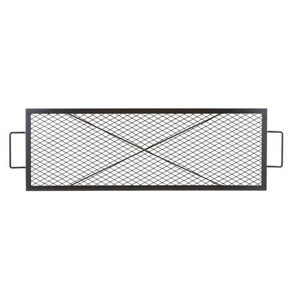 US Local VEVOR X-Marks Fire Pit Grill Grate, Rectangle Cooking Grate, Heavy Duty Steel Campfire BBQ Grill Grid With Handle & Support X Wire, Portable Camping Cookware For Outside Party Gathering, 44 Inch Black