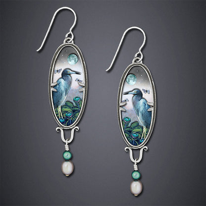 Creative Women's Palace Retro Bird Flower Earrings