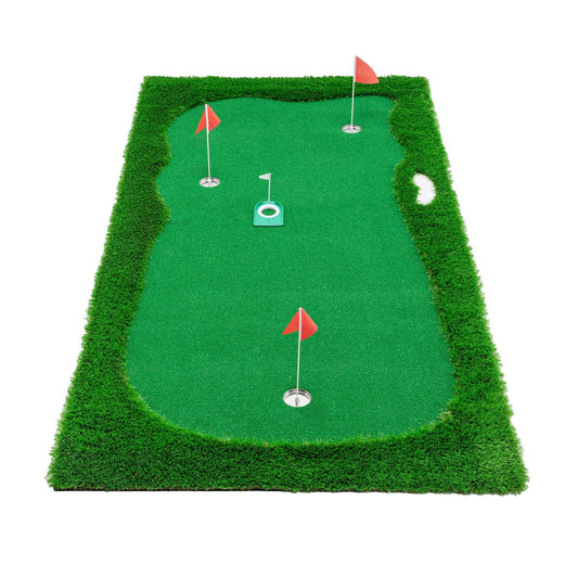 US Local 10x5 FT Golf Putting Green, Golf Training Mat With High-quality Turf, 3 Holes, 3 Flags And Cups For Indoor Outdoor