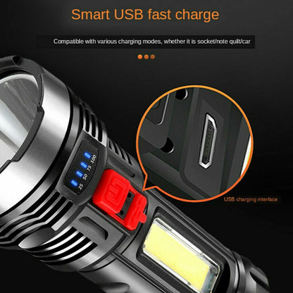US Local LED Flashlight Torch Rechargeable Work Light Built-in Battery