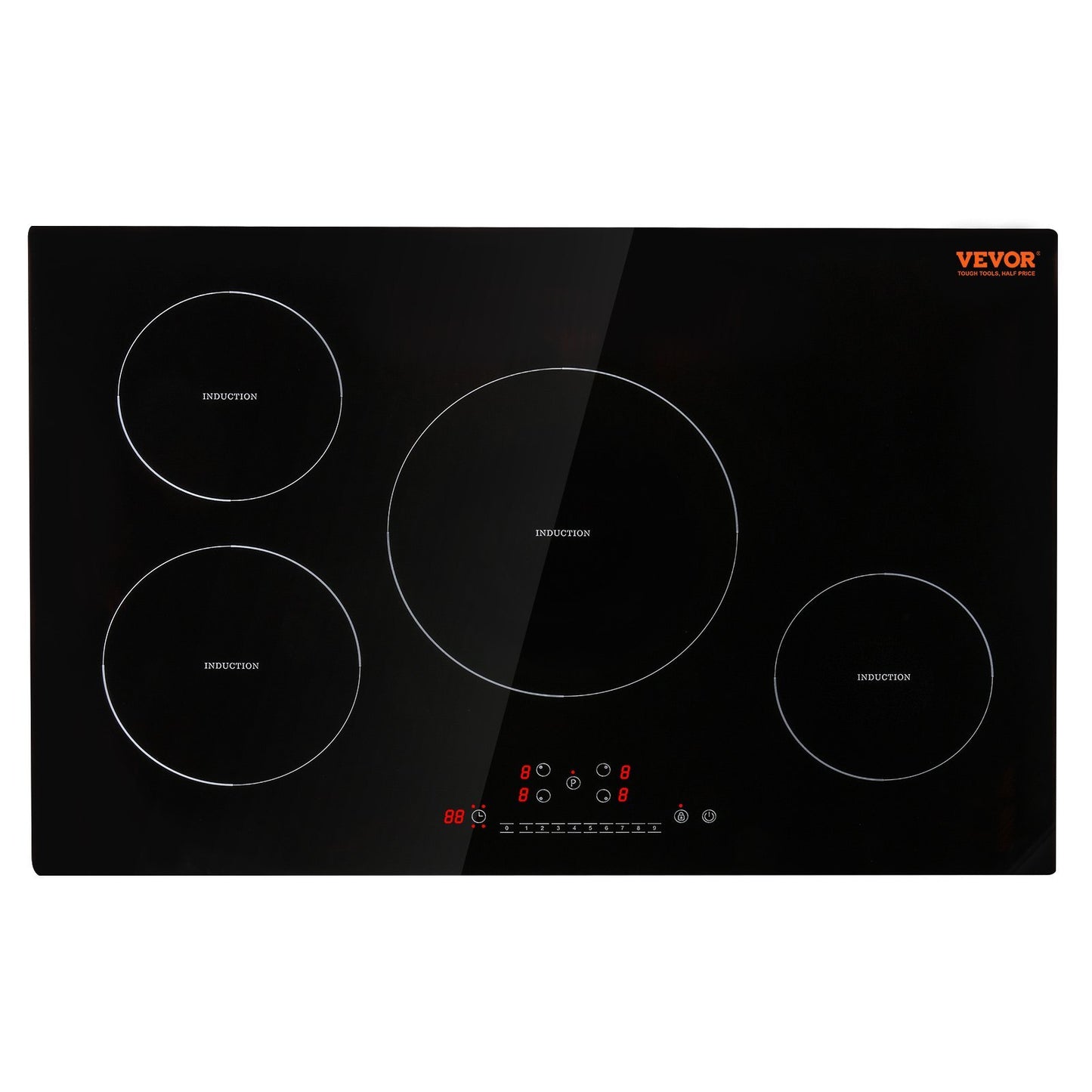 US Local Electric Cooktop, 4 Burners, 30 Induction Stove Top, Built-in Magnetic Cooktop 7500W, 9 Heating Level Multifunctional Burner, LED Touch Screen With Child Lock Over-Temperature Protection