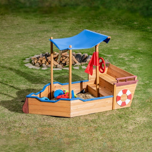 US Local Wooden Sandbox With Storage Platform And Seat For Children Outdoors