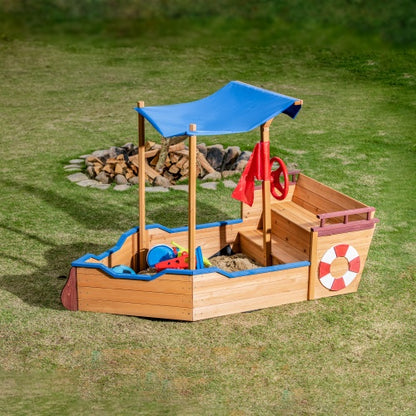 US Local Wooden Sandbox With Storage Platform And Seat For Children Outdoors