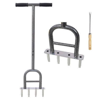 US Local Lawn Coring Aerator, 4 Corer Plug Aerator Tool With Soft Rubber Grip, Manual Grass Aerating Tool, Garden Tool & Cleaning Hand Tool For Loosening Soil And Improving Lawn Health