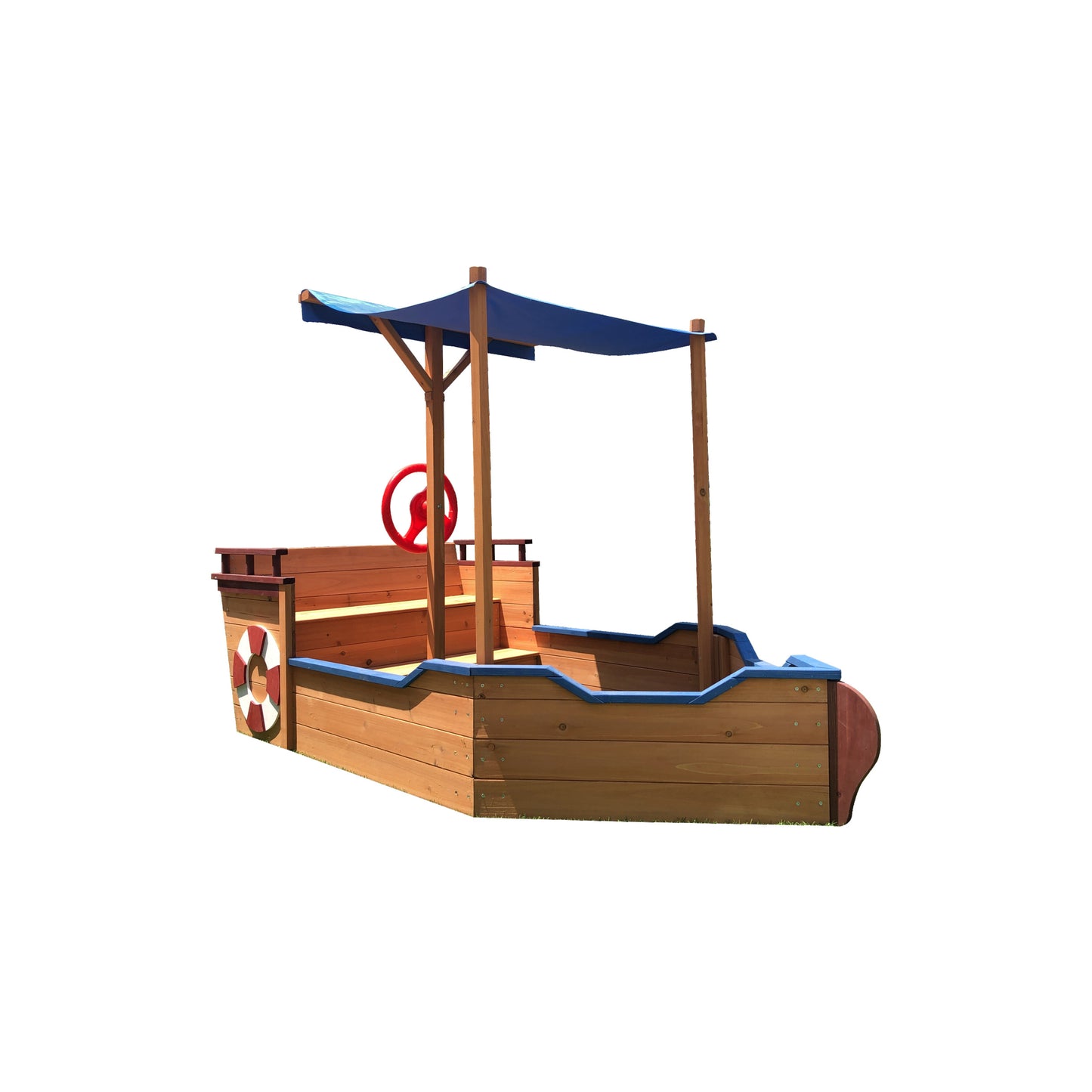 US Local Wooden Sandbox With Storage Platform And Seat For Children Outdoors