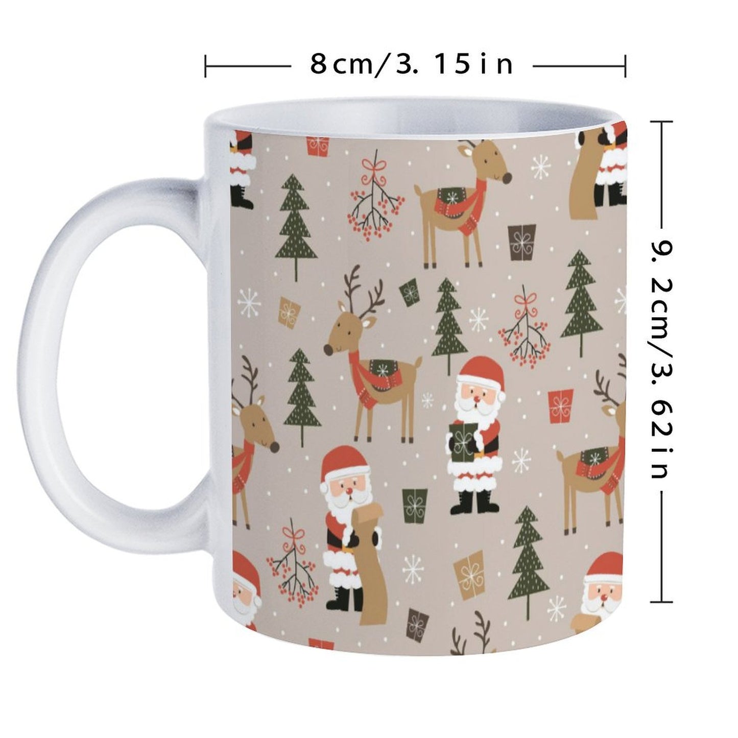 POD US Local White mug with full print, Brown, Christmas, Santa Claus 0019