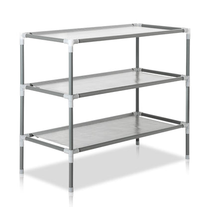 US Local Combination Type Simple Shoe Rack No Dust Cover 3 Layers 9 Pairs High Foot Shoe Rack Gray Tube