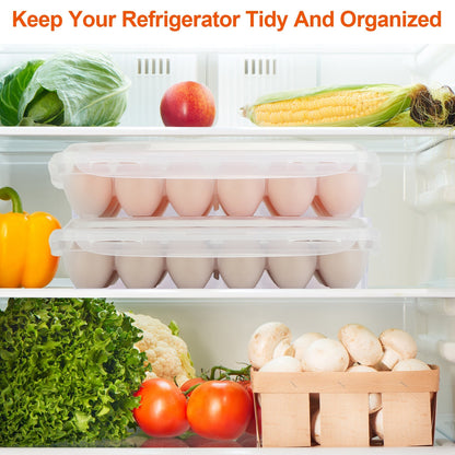 US Local 2Pcs Plastic Egg Holder Stackable Egg Storage Box Egg Rack For Refrigerator 18 Cavity Per Container Dishwasher Safe