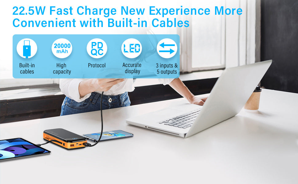 US Local Comes With A 2-wire Digital Display Super Fast Charging Power Bank