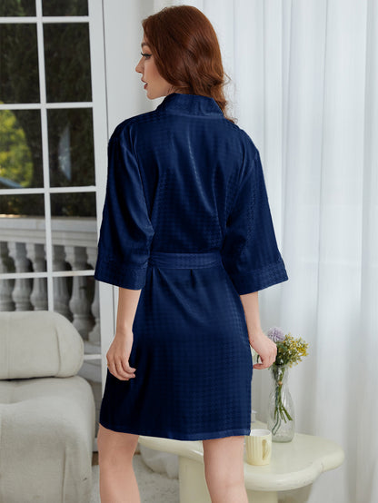 US Local Lightweight Herringbone Knit Bathrobe, Spa And Bridesmaid Dress-style Nightgown Sets, Suitable For Women - Dries Quickly And Is Soft And Comfortable