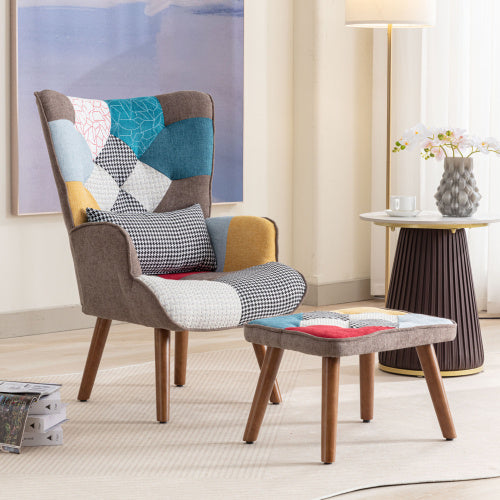 UK Local Multi-colour Lounge Chair With Footrest, Backrest And Cushion, Living Room Lounge Chair Combination