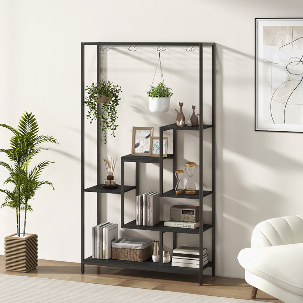 US Local 6-Tier Tall Plant Stand 71 Inch Metal Indoor Plant Shelf With 10 Hanging Hooks