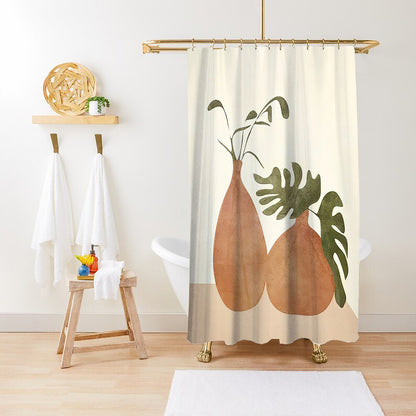 Bathroom Fashion Green Plant Print Waterproof Anti-mildew Shower Curtain