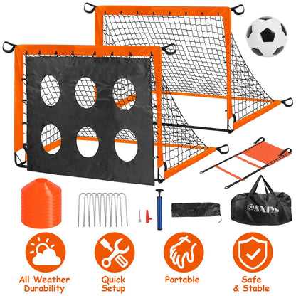 US Local 1Set Kids Soccer Goals Set For Yard Portable Soccer Training Equipment With Cones Agility Ladder Target Carry Bag For Toddler Outdoor Sport Play