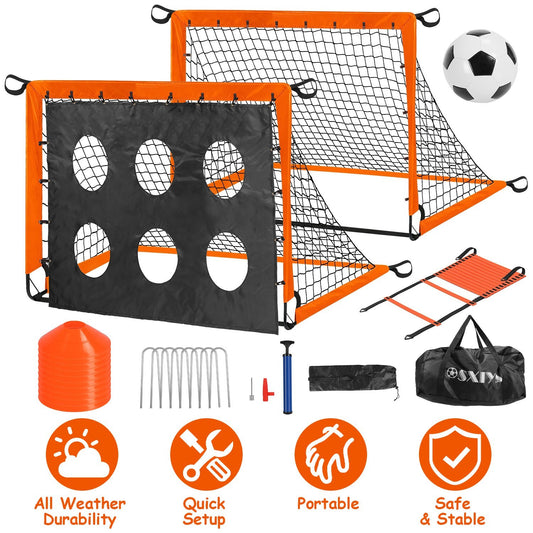 US Local 1Set Kids Soccer Goals Set For Yard Portable Soccer Training Equipment With Cones Agility Ladder Target Carry Bag For Toddler Outdoor Sport Play
