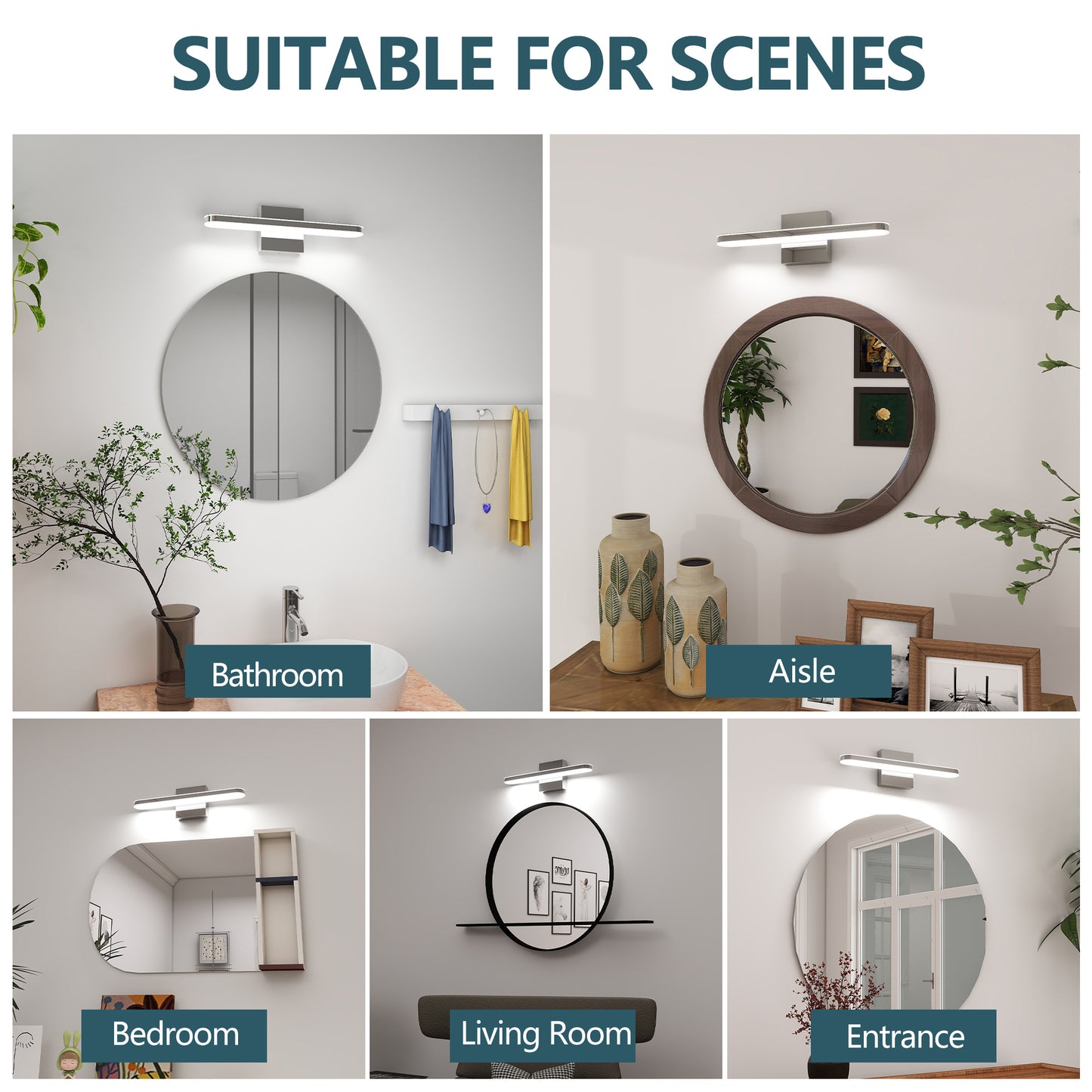 US Local LED Bathroom Vanity Light Bar Dimmable Bathroom Light Fixtures Modern Over Mirror Lighting Fixture 16Inch BathWall LIght 8W Wall Sconce Lighting For Bathrooms Bedroom Living Room Indoor 6000K