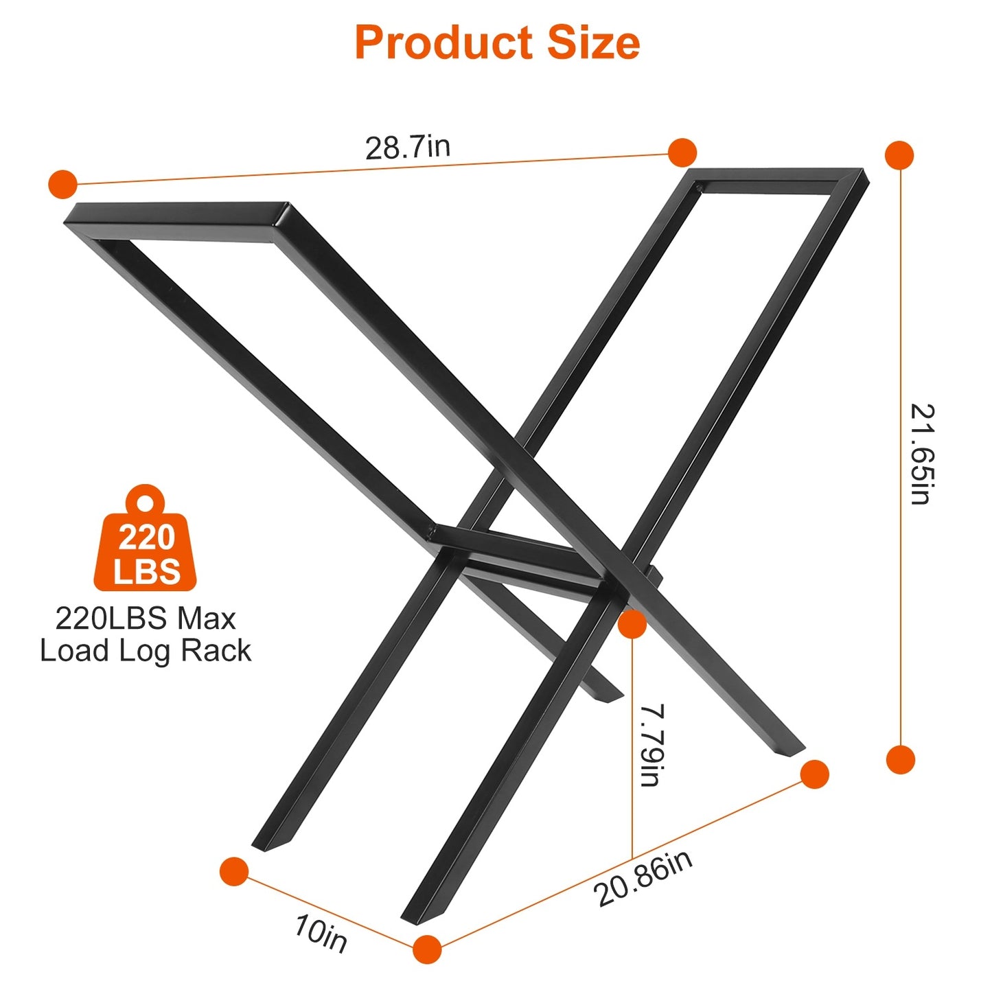 US Local 1 Pc Firewood Log Rack 220LBS Steel Wood Lumber Storage Stacking Rack X Shape Storage Holder For Fireplace Firepit