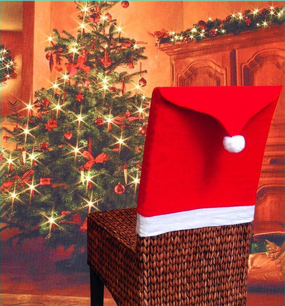 US Local 4pcs 12pcs Christmas Chair Covers Santa Hat Chair Covers Christmas Chair Back Covers