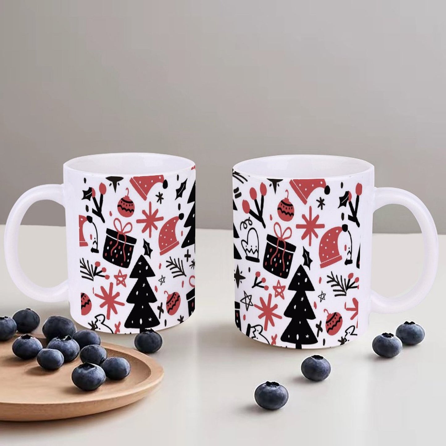 POD US Local White mug with full print, Christmas Hat, Tree 0021