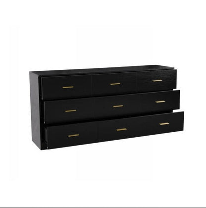 US Local Engineering Wood Black 9-drawer Bedroom Vanity