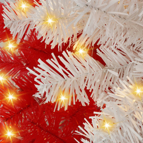 US Local 6ft Artificial Christmas Tree With 300 LED Lights And 900 Bendable Branches, Candy Cane Christmas Tree Holiday Decoration, Creative Decorated Trees, Xmas Tree Christmas Decorations