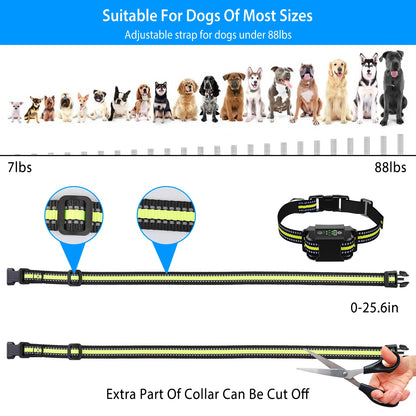 US Local Dog Bark Collar Rechargeable Waterproof Beep Vibration Static Stimulation Bark Stopper Automatic Identification Collar With 6 Intensity Dual Modes