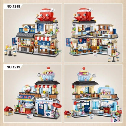 US Local 4 PACK BRICK BUILDING KIDS SET, 2969 PCS BUILDING BLOCK SET JAPAN STREET BUILDING PLAYSET GIFTS.