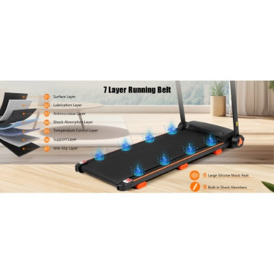 US Local NEW Treadmills For Home, 2.5HP Quiet Folding Treadmill With Heart Rate Sensor, 300lbs Weight Capacity, 7.5MPH, Incline Treadmill With USB Charge Station Bluetooth Speaker, 6 Shock-Absorbing