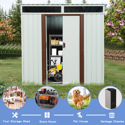 US Local 6ft X 5ft Outdoor Metal Storage Shed With Window White