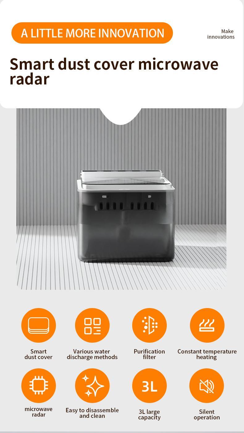 US Local Wireless Charging Battery Driven 304 Stainless Steel Cat Automatic Induction Pet Water Fountain